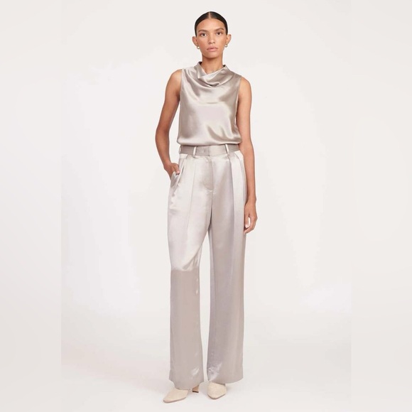 STAUD Luisa Pant Dove Gray Taupe Silver 12 - Picture 5 of 8